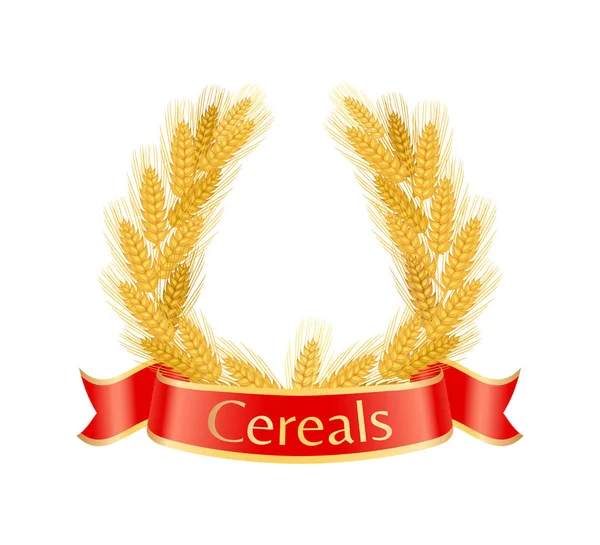 Corona de trigo de cereales Poster Vector Ilustración — Archivo Imágenes Vectoriales
