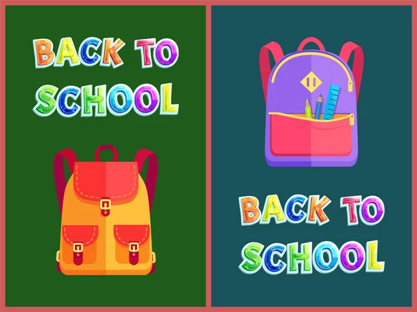 Volver a la escuela Conjunto de Satchels Vector Illustration — Archivo Imágenes Vectoriales