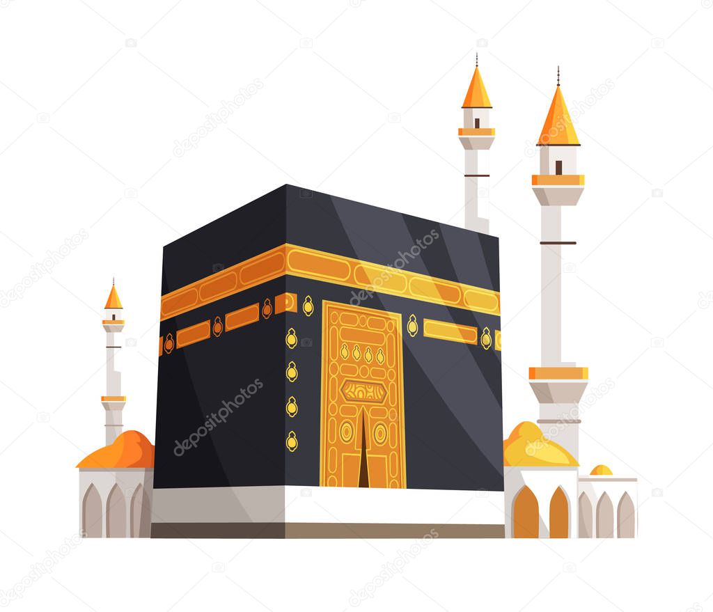 Mosque on Eid Al Adha Closeup Vector Illustration