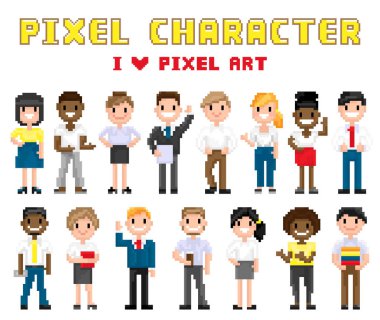 Piksel karakter sanat vektör çizim seviyorum