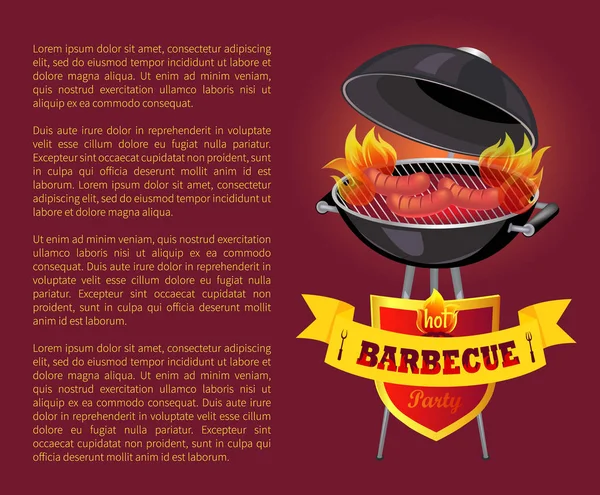 Illustrazione vettoriale del manifesto del partito del barbecue caldo del barbecue — Vettoriale Stock