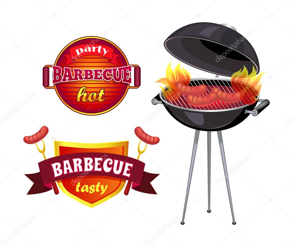 Party Barbecue Set of Icons Vector Illustration