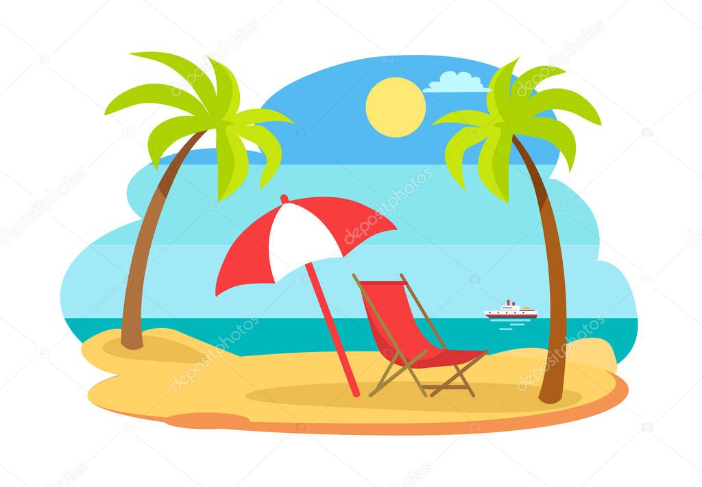 Seaside Seashore Sunny Beach Vector Illustration