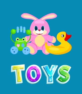 Çocuklar oyuncak set, renkli izole vektör simgesi.