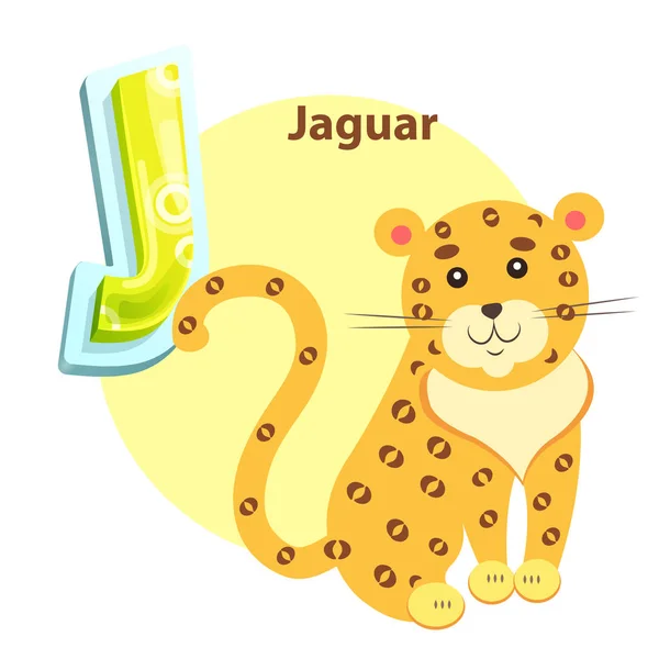 Jaguar sobre Alfabeto Infantil Vector Ilustración — Archivo Imágenes Vectoriales