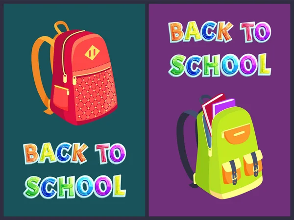 Back to School Satchels Set Vector Illustration — Stock Vector