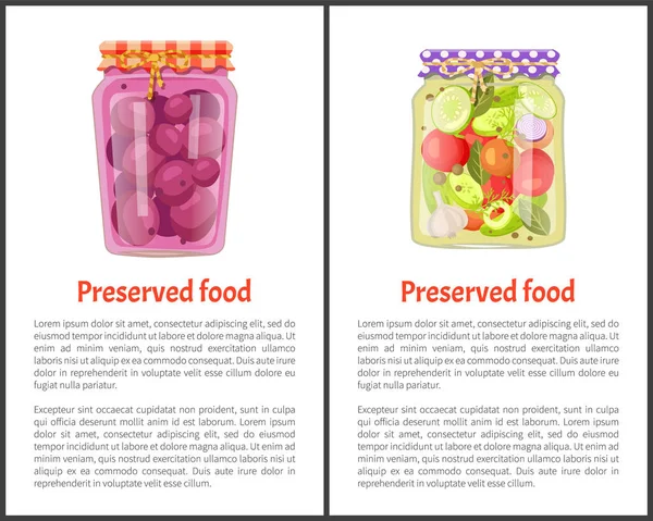 Alimentos Preservados Cartazes de Refeição Ilustração vetorial — Vetor de Stock