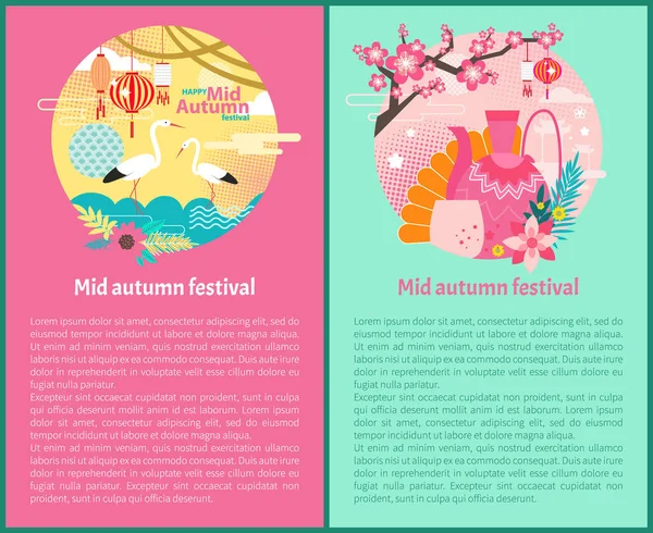 Happy Mid Autumn Festival Set Illustration vectorielle — Image vectorielle