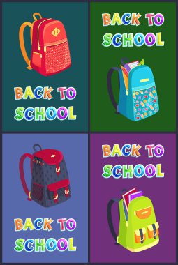 Back to School Posters Set Vector Illustration clipart