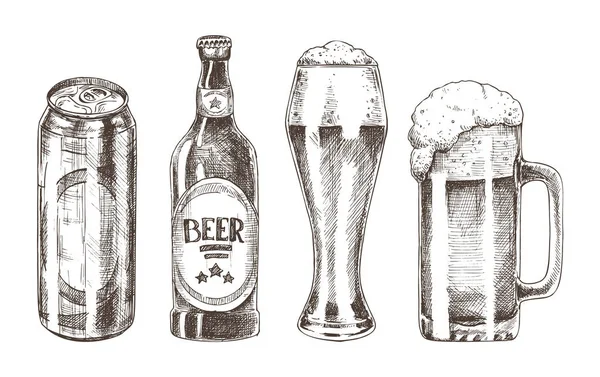 Conjunto de botellas y copas aisladas sobre fondo blanco — Archivo Imágenes Vectoriales