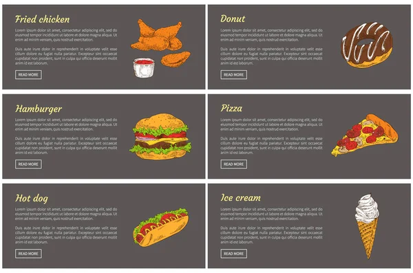 Gebakken kip en Hamburger vectorillustratie — Stockvector
