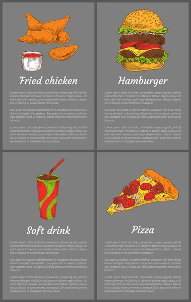 Kızarmış tavuk ve meşrubat vektör çizim