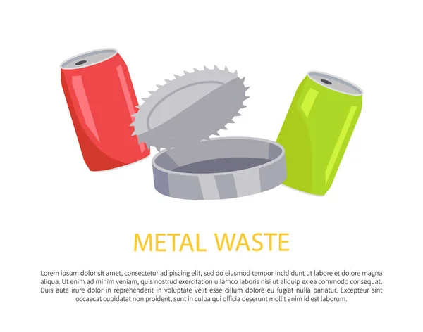 Affiche sur les déchets métalliques et illustration vectorielle de texte — Image vectorielle