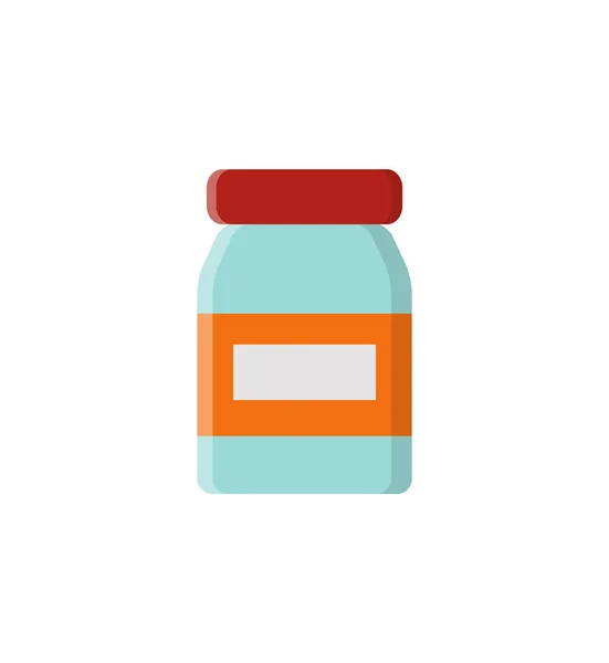 Afgeronde glazen fles en Label vectorillustratie — Stockvector