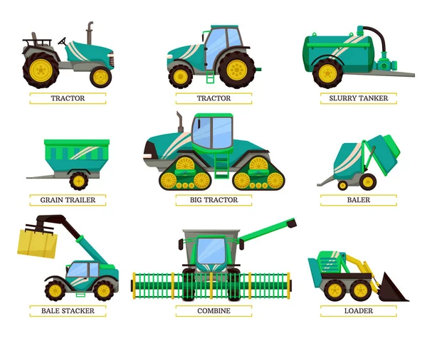 Velký traktor a kejdy Tanker vektorové ilustrace — Stockový vektor