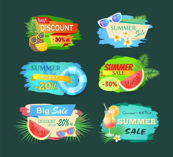 Summer Discount Sales Banner Vector Illustration — Stock Vector