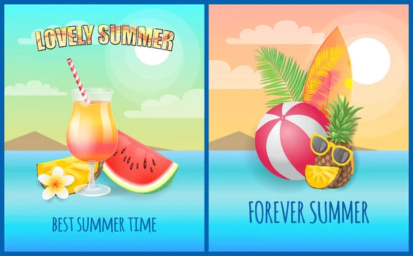 Summer Beach Party Banner, wektor afisz próbki — Wektor stockowy