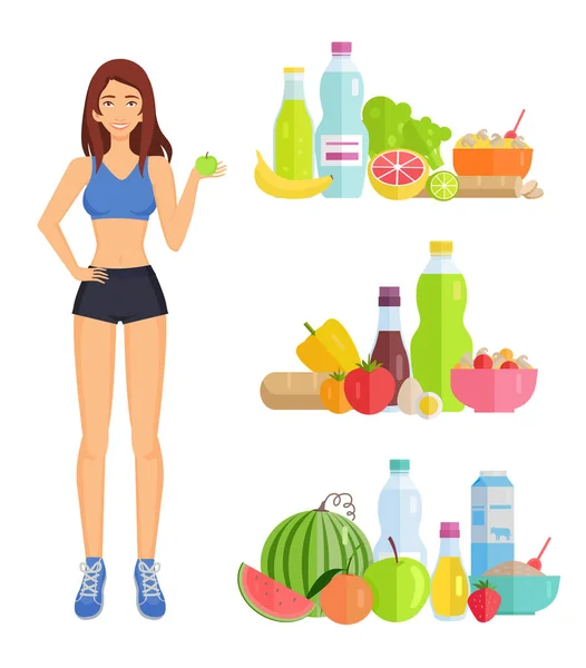 Perte de poids et alimentation saine Illustration vectorielle — Image vectorielle