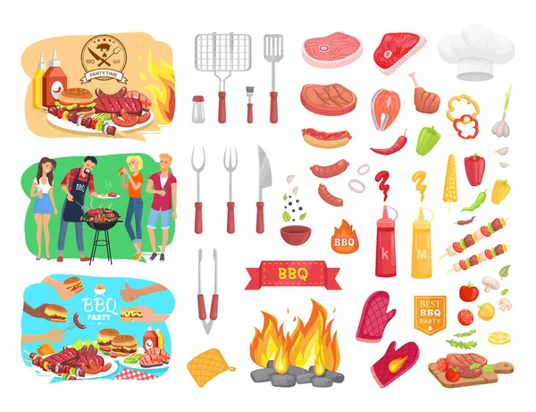 Barbecue Fête Barbecue et personnes Illustration vectorielle — Image vectorielle
