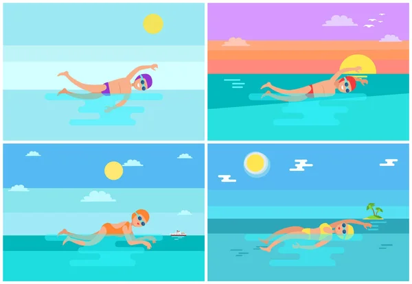 Freistil und Brustschwimmen als Vektor-Illustration — Stockvektor