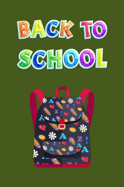 Cartel de regreso a la escuela con ilustración de vectores de bolsas — Vector de stock