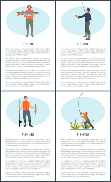 Halászati plakátok Sport Hobby vektoros illusztráció — Stock Vector