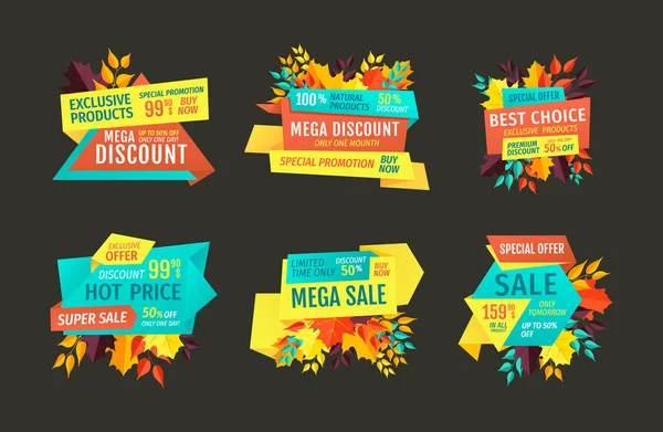 Mega descuento caliente precio conjunto vector ilustración — Vector de stock