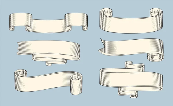 Cintas de papiro antiguas o viejos rollos rizados — Vector de stock