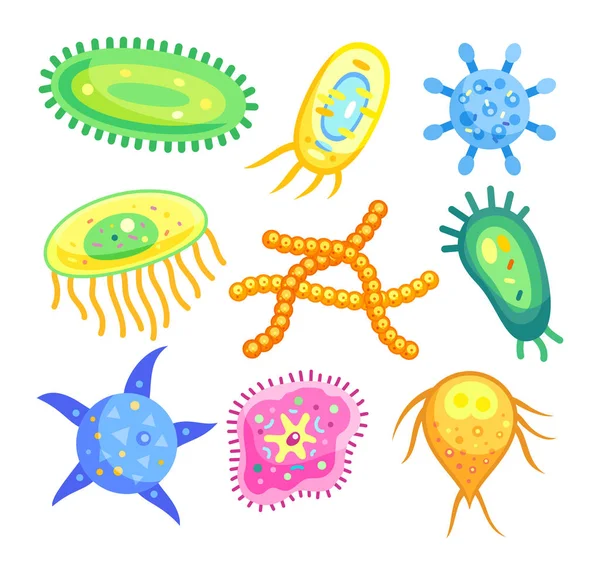 Bacteriën Micro wezens instellen vectorillustratie — Stockvector