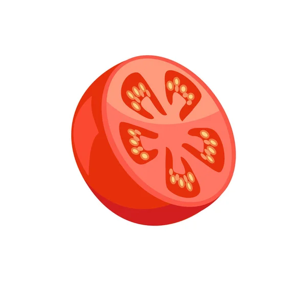 Icono vectorial aislado de medio tomate en estilo de dibujos animados — Archivo Imágenes Vectoriales