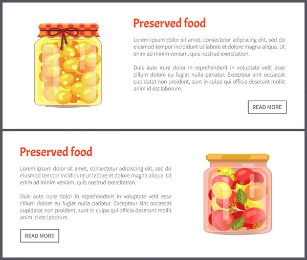 Fruits et légumes conservés Set Icônes vectorielles — Image vectorielle