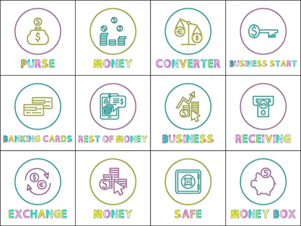 E-commerce and Online Business Linear Icons Set — Stock Vector