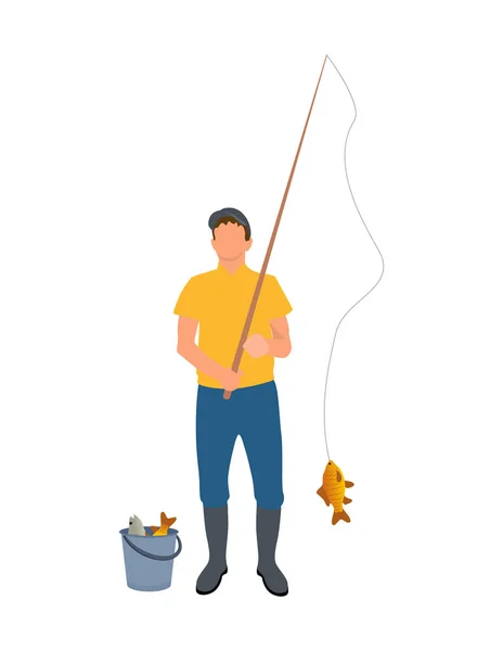 Pescador con vectores Fisher-rod Ilustración — Archivo Imágenes Vectoriales