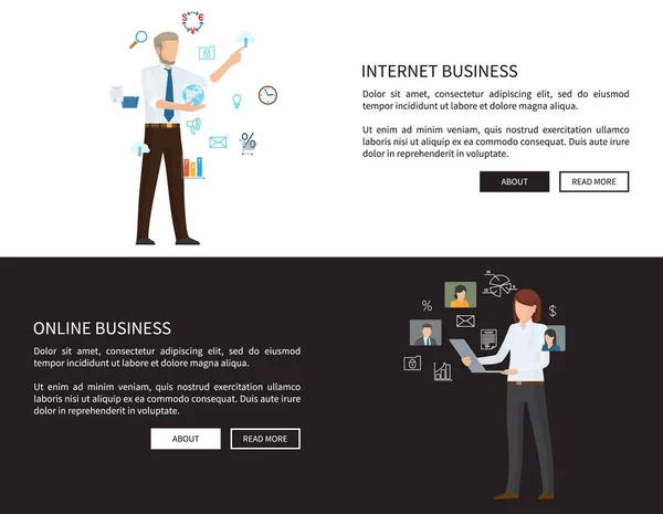 Internet Online Business Web Vector Ilustração — Vetor de Stock