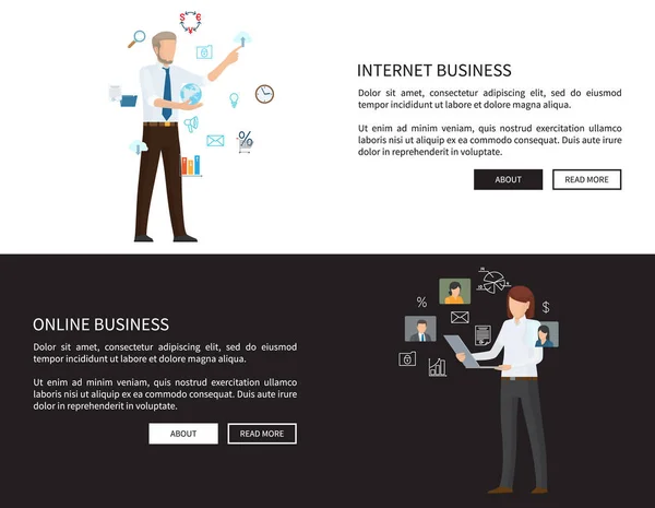 Internet Affaires en ligne Illustration vectorielle Web — Image vectorielle