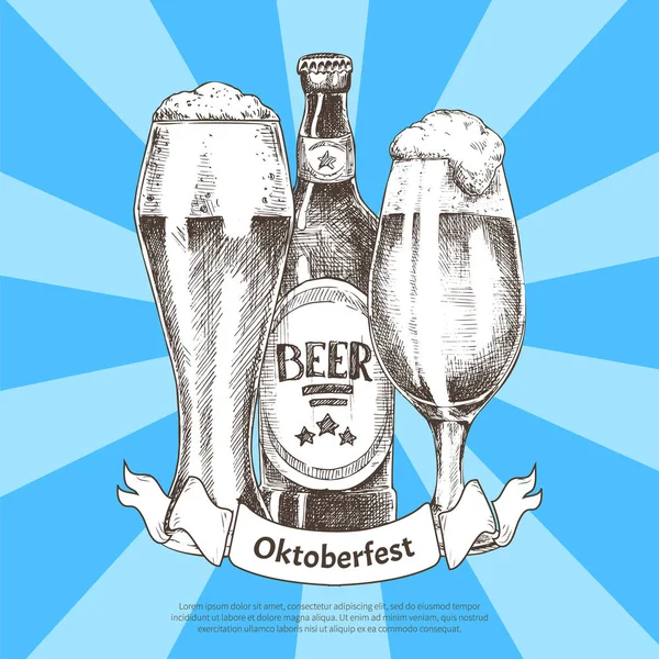 Oktoberfest Festival de Cerveja Convite Color Card —  Vetores de Stock