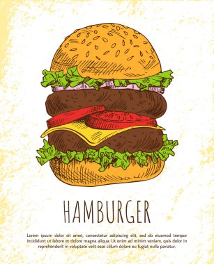 Büyük Hamburger beyaz arka plan üzerinde izole