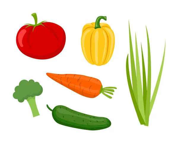 Pepino e tomate conjunto ilustração vetorial — Vetor de Stock