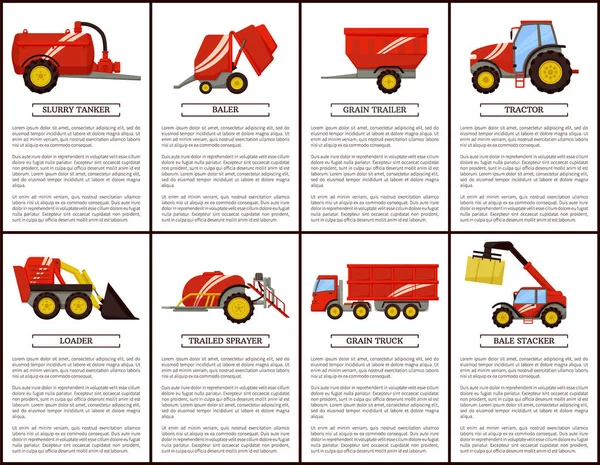 Flytgödsel Tanker Baler affischer vektorillustration — Stock vektor