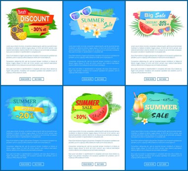 Yaz büyük satış afiş vektör çizim ayarla