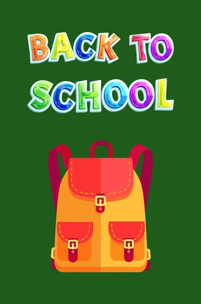 Volver a la escuela Mochila Poster Vector Illustration — Vector de stock