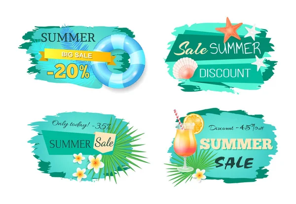 夏季大型销售横幅设置矢量插图 — 图库矢量图片