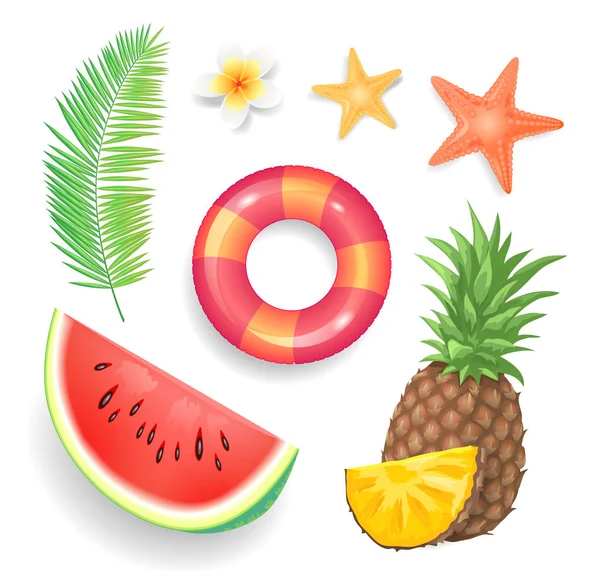 Ensemble d'icônes saisonnières d'été Illustration vectorielle — Image vectorielle