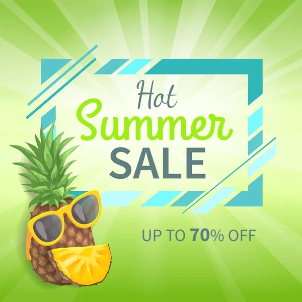 Venta caliente de verano hasta 70 por ciento de descuento en el cartel promocional — Archivo Imágenes Vectoriales