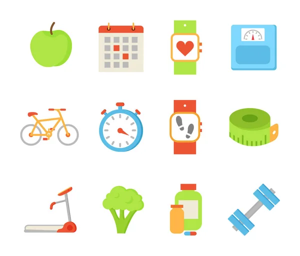 Reloj de pulsera e ilustración vectorial del conjunto de frutas de Apple — Vector de stock