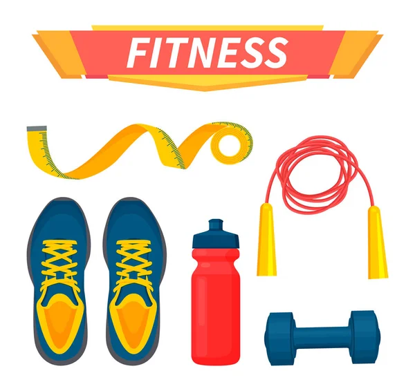 Fitness Sport cikkek ikonok beállítása vektoros illusztráció — Stock Vector