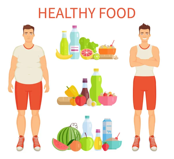 Hälsosam mat affisch och ikoner vektorillustration — Stock vektor