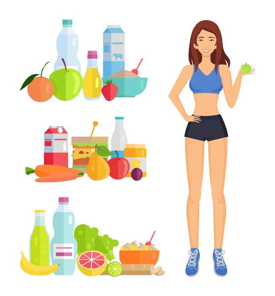 Gewichtsverlust und gesunde Ernährung Illustration — Stockvektor