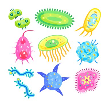 Bakteri mikro yaratıklar vektör çizim ayarla