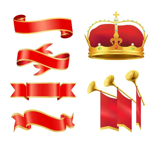 Ünnepélyes esemény vagy ünnepség nemes heraldikai szimbólumok — Stock Vector